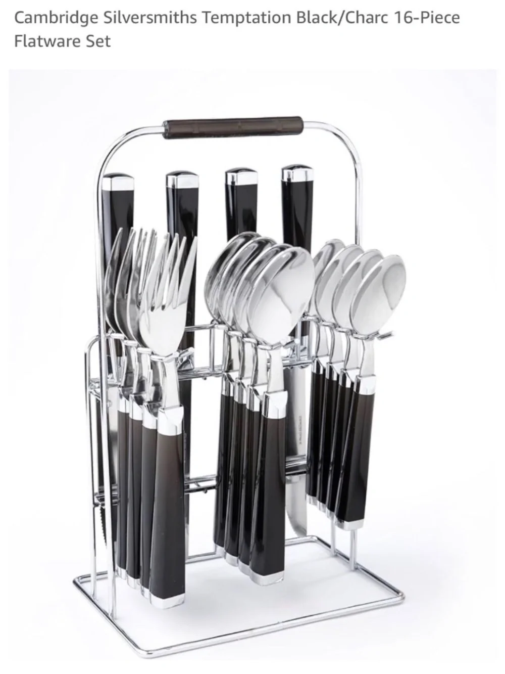 Cambridge Standing Flatware Silverware Utensil Rack Holder Silver